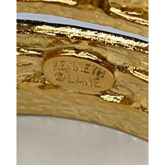 Kenneth Jay Lane Metallic Satin 22k Goldplated Wavy Cutout Wide Cuff - Picture 2 of 11